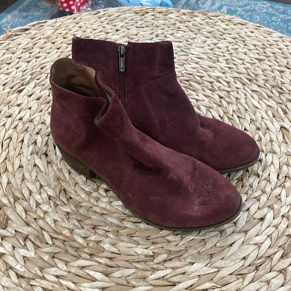 Lucky brand maroon suede low boots